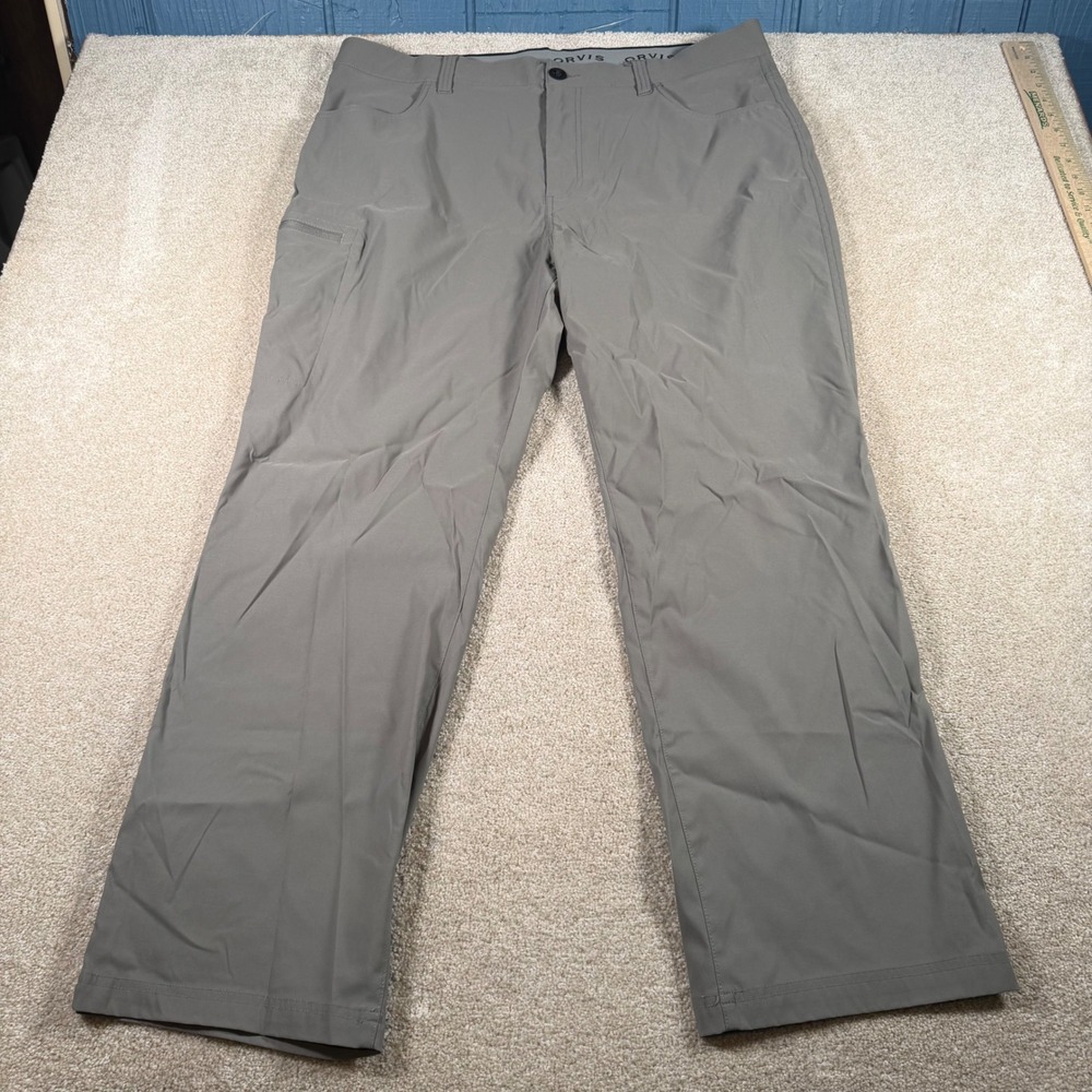 Orvis Performance Pants Mens 40x30 Gray Stretch Water Repellent Hiking Travel